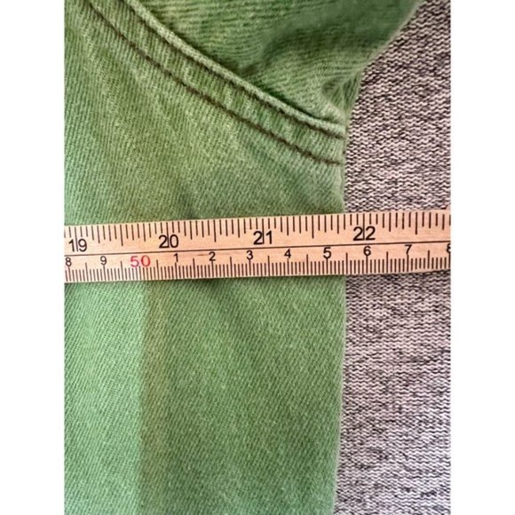 Cotton Ginny Jean Jacket Women Small Pocket Denim Button Up Long Sleeve Green - Picture 5 of 9
